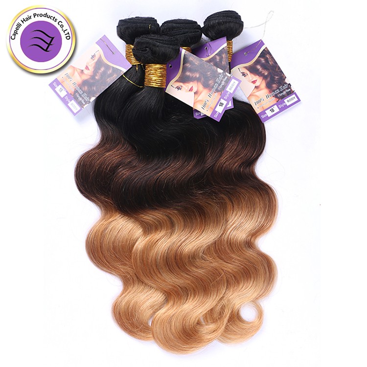 Three Tone Ombre Hair Weave Weft